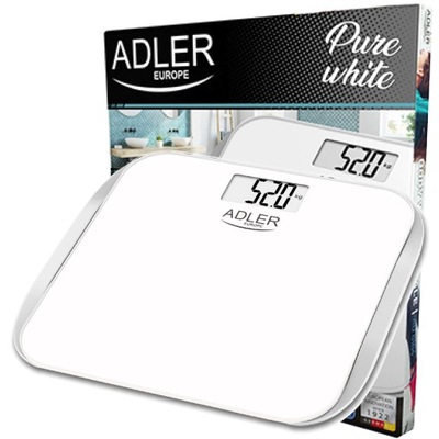 WAGA ŁĄZIENKOWA BIAŁA LCD SZKLANA ADLER AD8164