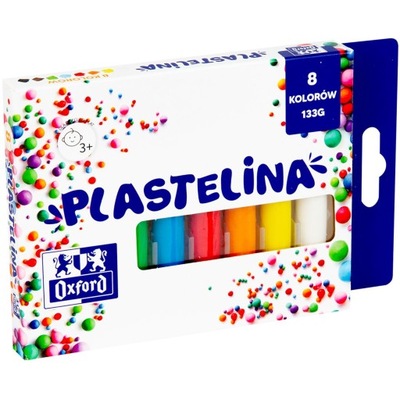 Plastelina 8 kolorów dla dzieci OXFORD duża 133g
