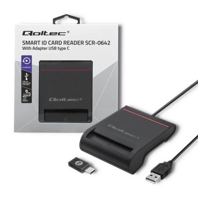 QOLTEC IŠMANUSIS KRUMPLIARATIS CHIPOWYCH KORTŲ ID SCR-0642 USB 2.0USB TIPAS C 