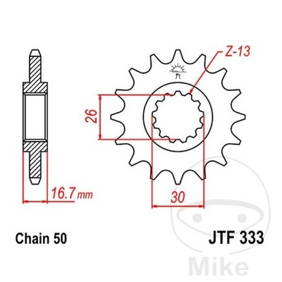 ENGRANAJE PARTE DELANTERA JT F333-16, 16Z, TAMAÑO 530  