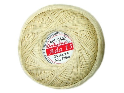 Kordonek ADA 15 Ariadna 0402 ecru 50g 330m