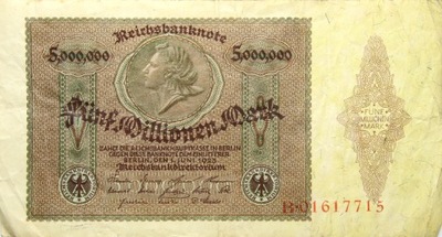 Niemcy BANKNOT 5 Milionów Marek 1923 Rosenberg: 88