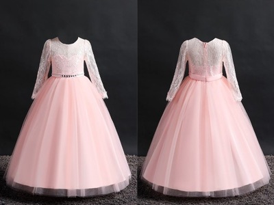 SHEIN różowa tiulowa sukienka z koronkową górą 160