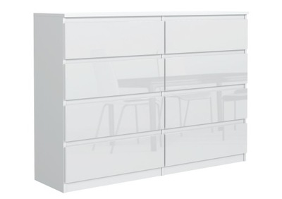 Duża Komoda 8 Szuflad 140cm Biała Front Połysk