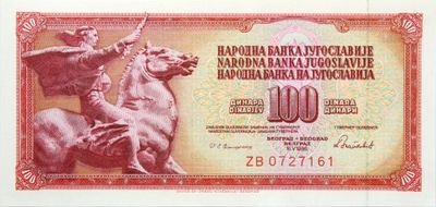 Jugosławia - BANKNOT - 100 Dinarów 1986 - Stan UNC