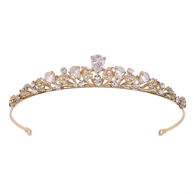 DIADEM ŚLUBNY KORONA kryształy - kolor złoty - tiara ŚLUB