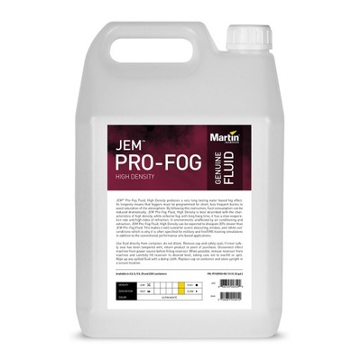 Płyn do dymu Wolne Rozproszenie Bardzo Gęsty Martin Pro Fog High Density 5L