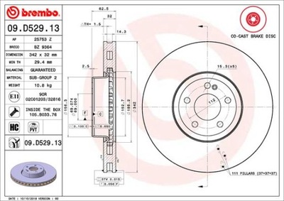 BREMBO 09.D529.13 DISKU STABDŽIŲ 