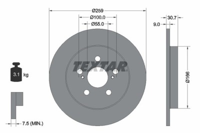 2X ДИСК ТОРМОЗНОЙ TOYOTA ЗАД PRIUS 09- 92224003