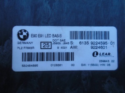 Bmw e90 e91 модуль блок управления света 9224595 led basic frm3r фото №1