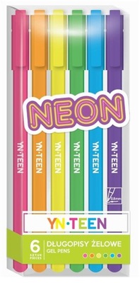 Długopisy Żelowe 6 Kolorów Neon YN TEEN Interdruk