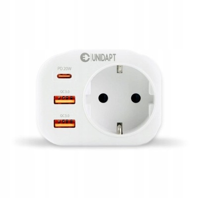 UNIDAP Adapter Gniazdka Szybkie Ładowanie USB 4w1