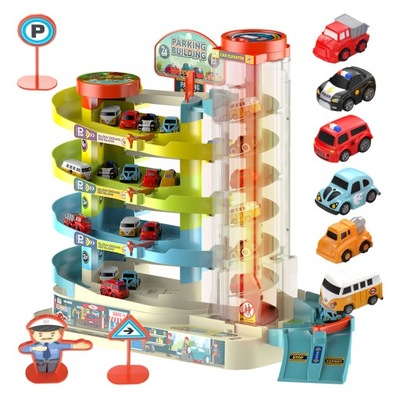 PARKING GARAŻ SAMOCHODOWY Z WINDĄ ZE ŚWIATŁEM i DŹWIĘKIEM ZAKRĘCONY + AUTKA