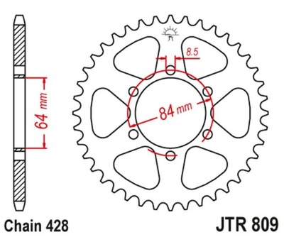 JT ЗУБЧАТКА ЗАДНЯЯ 809 47 SUZUKI TC 100 '72-77, TS 1