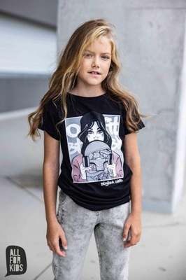 T-shirt Czarny z nadrukiem ALL FOR KIDS roz.104/110