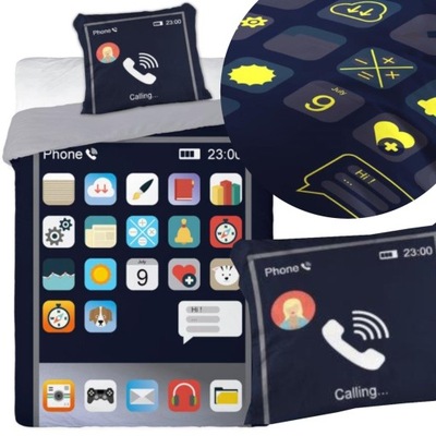 POŚCIEL MŁODZIEŻOWA 140X200 SMARTFON TELEFON ŚWIECĄCY W CIEMNOŚCI BAWEŁNA