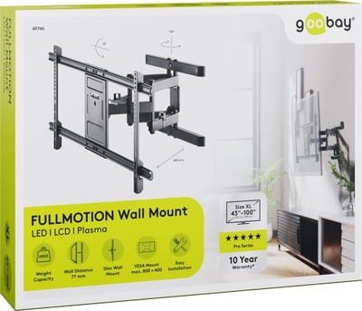 Uchwyt TV Goobay PRO FULLMOTION XL 43-100 cal 60kg