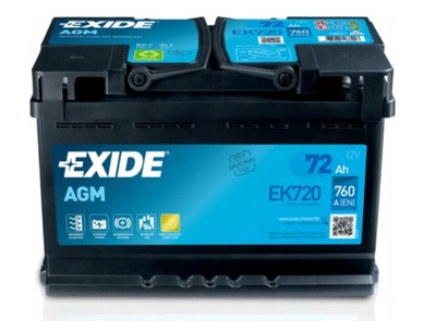 EXIDE EK720 СТАРТ-STOP AGM 12V 72AH 760A