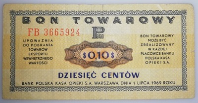10 centów 1969 bon towarowy Pewex seria FB