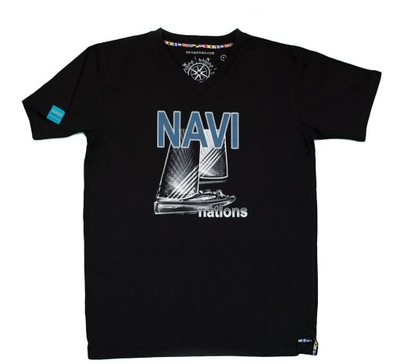 Koszulka żeglarska Navinations czarna, rozm XL