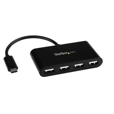 ADAPTER USB 4-PORTOWY CZARNY, USB-C NA USB-A, USB 2.0