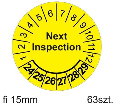 Naklejki przeglądowe ENG: Next Inspection 63szt