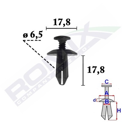 ШТИФТ ДЮБЕЛЬ DO КРЫЛА 6,5MM FORD DODGE X5SZT