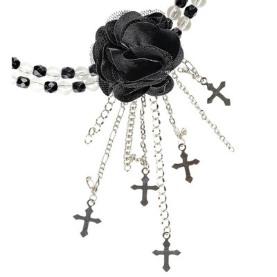 Naszyjnik gotycki choker z czarnym kwiatem