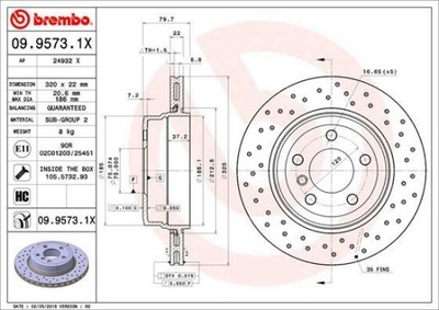 DISCO DE FRENADO BREMBO 09.9573.1X  