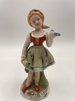 Figurka porcelanowa dziewczyna z ptakiem w ręku 15cm