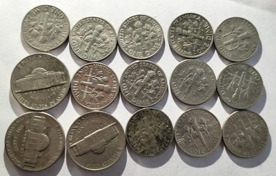 zestaw monet USA 5 10 cent dime 1,35 dolara