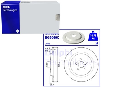 DISCOS DE FRENADO 2 PIEZAS DELPHI BG5060C LEXUS RX 200T RX 300 RX 350 RX  