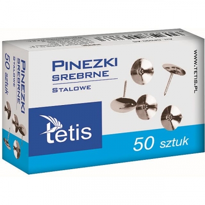 Pinezki Tetis, 50 szt. - srebrne (GP090-AS)