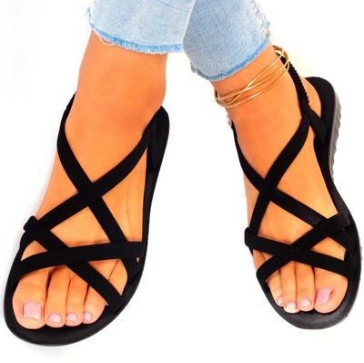 ELEGANT BLACK LADIES 'SANDALS WITH RUBBERS