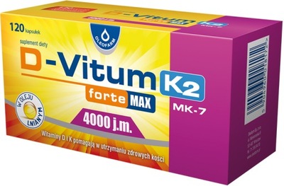 D-VITUM K2 MK7 4000 j.m. FORTE MAX OLEOFARM 120 KAPSUŁEK W OLEJU LNIANYM