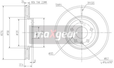 MAXGEAR 19-2334 DISKU STABDŽIŲ 