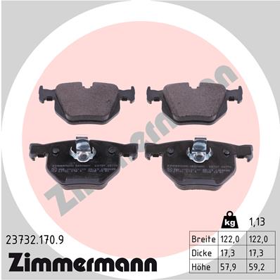 ZIMMERMANN 23732.170.9 КОМПЛЕКТ КОЛОДОК ШАЛЬМІВНИХ,