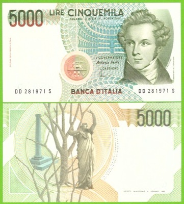 WŁOCHY 5000 LIRE 1985/1996 P-111c UNC PREFIKS DD