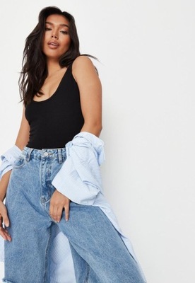 MISSGUIDED CZARNE PRĄŻKOWANE BODY (40)