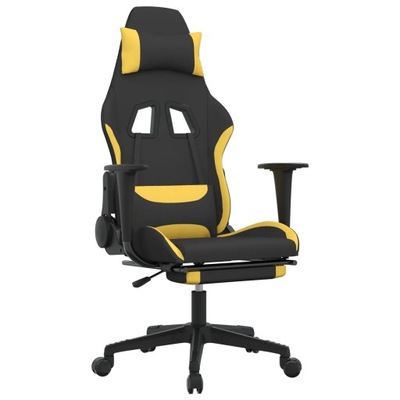 Fotel gamingowy z podnóżkiem, czarno-żółty, tkanin