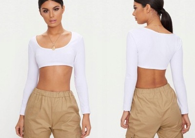 20f23 PRETTYLITTLETHING PRĄŻKOWANY CROP TOP XS