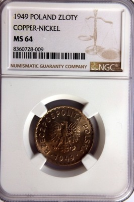 1 złoty 1949 MN NGC MS64