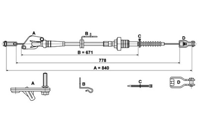 ATE CABLE CLUTCH SET HYUNDAI I10 I I10 II 1.0 1.2 10.08-  