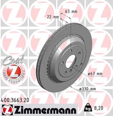 ZIMMERMANN 400.3663.20 DISKU STABDŽIŲ 