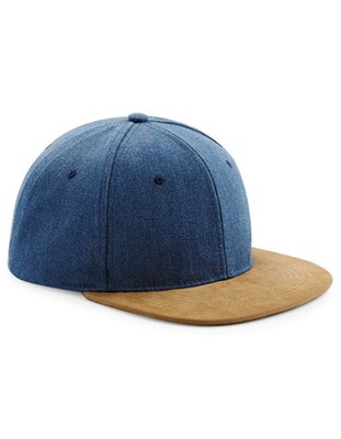 CZAPKA Z ZAMSZOWYM DASZKIEM SNAPBACK JEANS BAWEŁNA