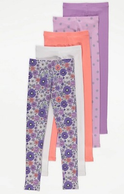 5-PACK LEGGINSY FLOWERS PURPLE George 5-6L