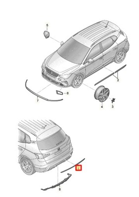 Seat arona kj7 rear бампер center lower молдинг 6f9071360h фото №1