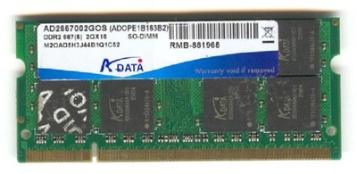 OKAZJA DDR2 ADATA 2GB DDR2 667 (5) 2GX16 SO-DIMM