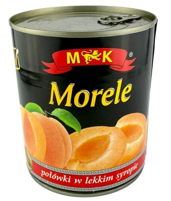 MORELE POŁÓWKI W LEKKIM SYROPIE 820g MK