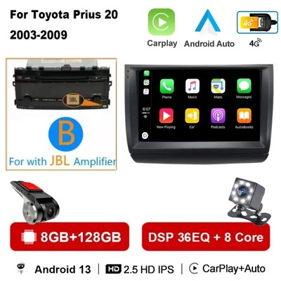 NAWIGATOR GPS ANDROID 13 RADIO DE AUTOMÓVIL CARPLAY PARA TOYOTA PRIUS 2002-2009 2006  